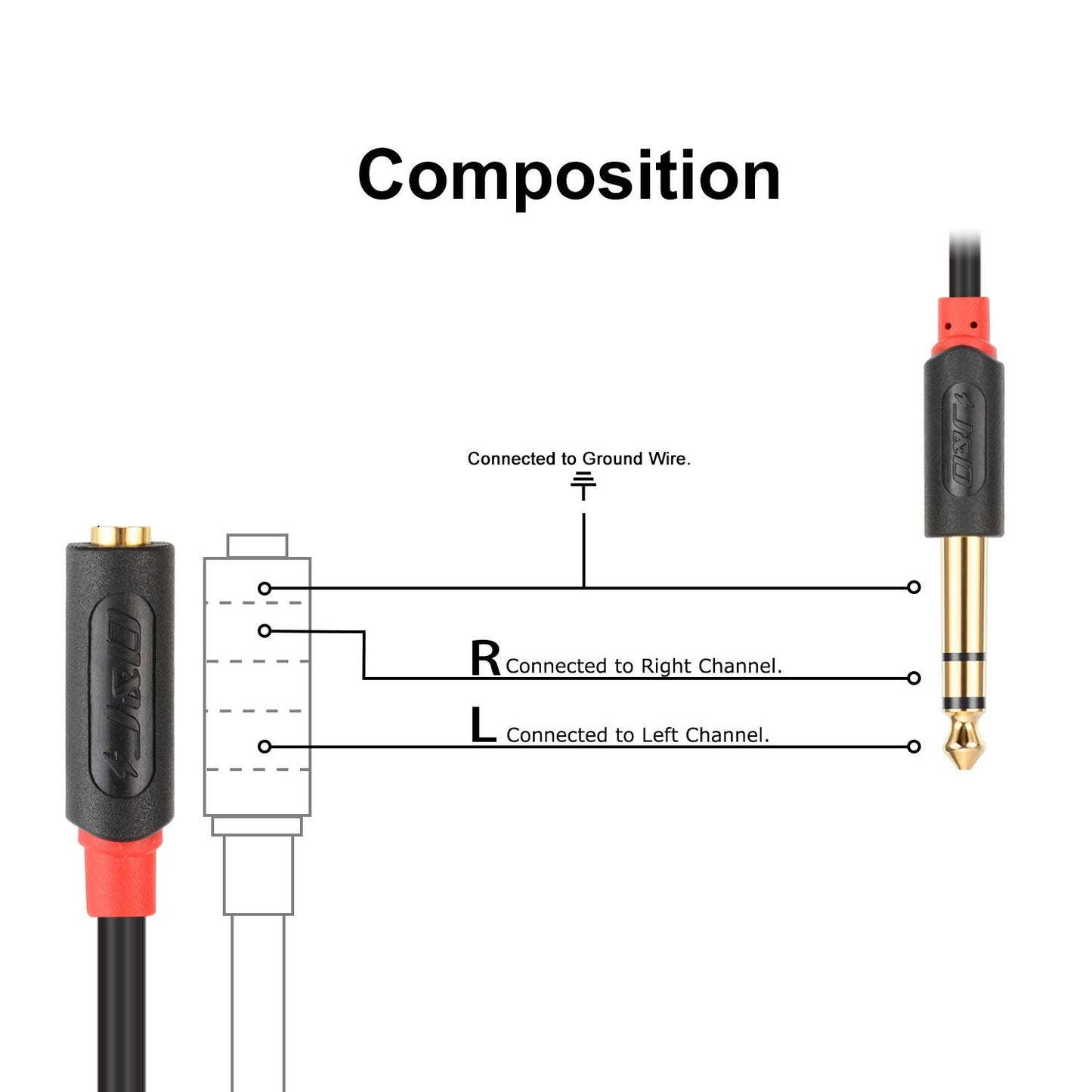 Gold Plated 3.5 mm TRS to 1/4 TRS F/M Audiowave Series Stereo Audio Cable
